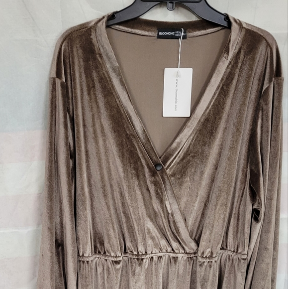 Bloomchic Dresses & Skirts - Bloomchic Veulor/Velvet  Champagne Color 20/2XL Long Sleeve Elastic Waist